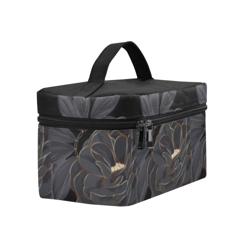 Black Gold Flower Cosmetic Bag Cosmetic Bag/Large (Model 1658)