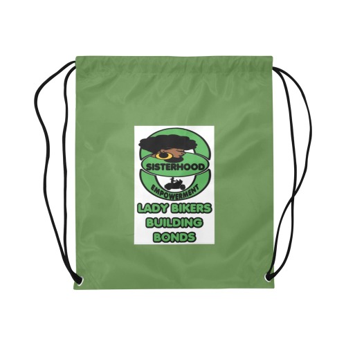 Lady Bikers Drawstring Bag Green Large Drawstring Bag Model 1604 (Twin Sides)  16.5"(W) * 19.3"(H)