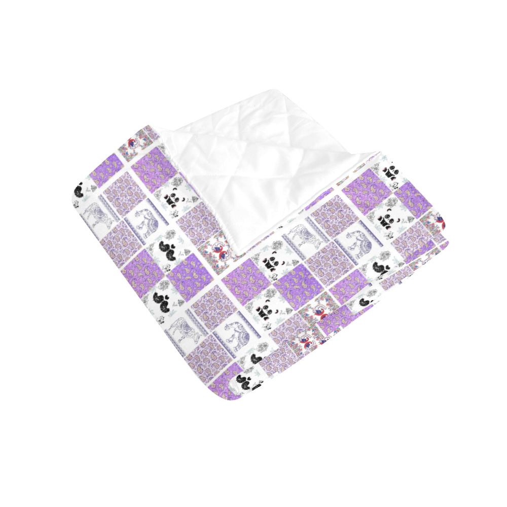 Purple Paisley Birds and Animals Patchwork Design Quilt 70"x80"