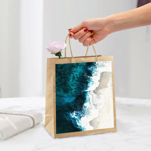 Ocean And Beach Kraft Paper Shopping Bag (Two Sides Printing)