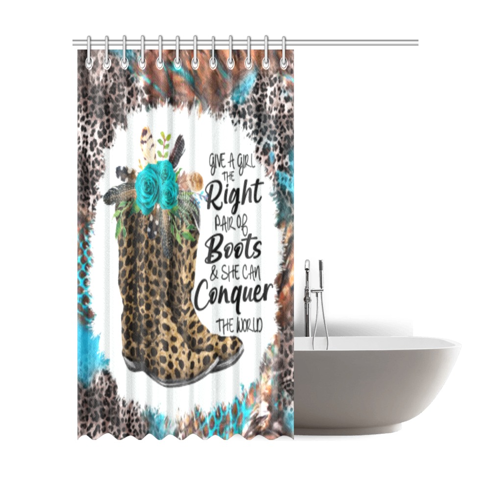 conquer the world leopard boots 1 Shower Curtain 72"x84"