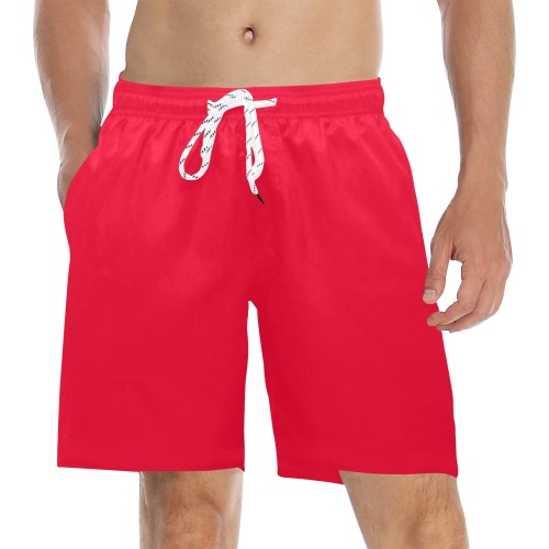 color Spanish red Men's Mid-Length Beach Shorts (Model L51)