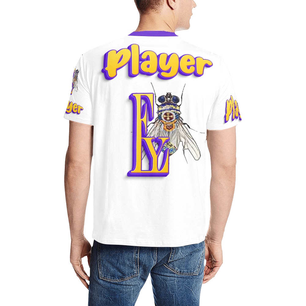 Player Collectible Fly Men's All Over Print T-Shirt (Solid Color Neck) (Model T63)