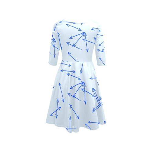 Arrows Every Direction Blue Half Sleeve Skater Dress (Model D61)