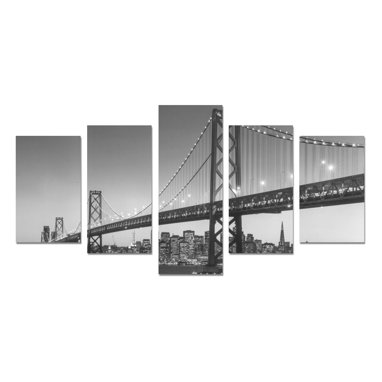 San Francisco skyline and Bay Bridge at sunset, California USA Canvas Print Sets C (No Frame)