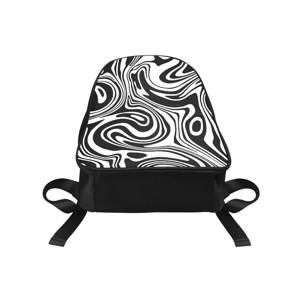 Black and White Marble Fabric School Backpack (Model 1682) (Medium)