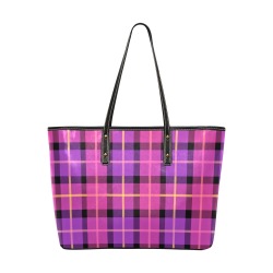 Plaid in Pink and Purple Chic Leather Tote Bag (Model 1709)