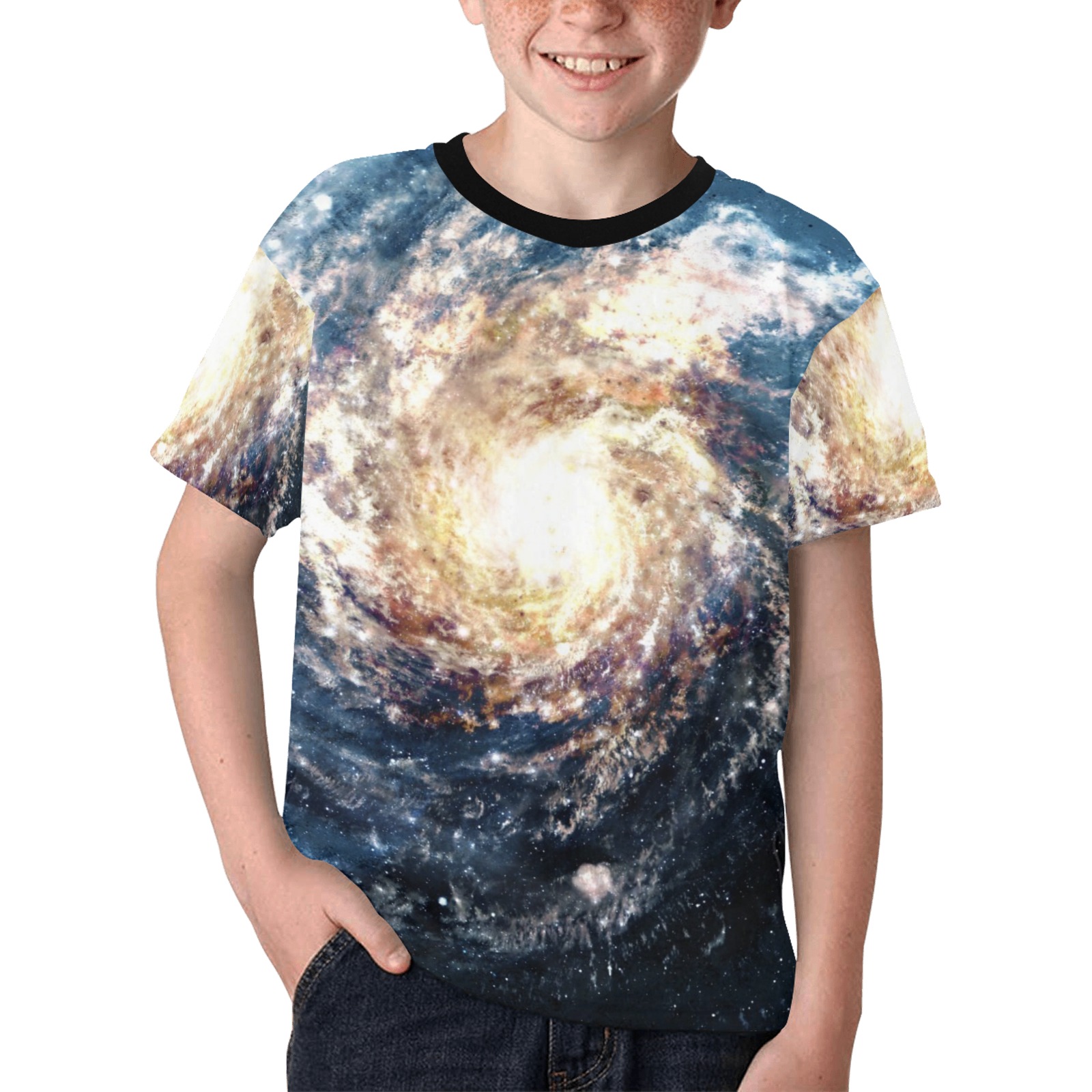 Incredibly beautiful spiral galaxy somewhere in deep space. Elements furnished by NASA  Boys T Shirt Kids' All Over Print T-shirt (Model T65)