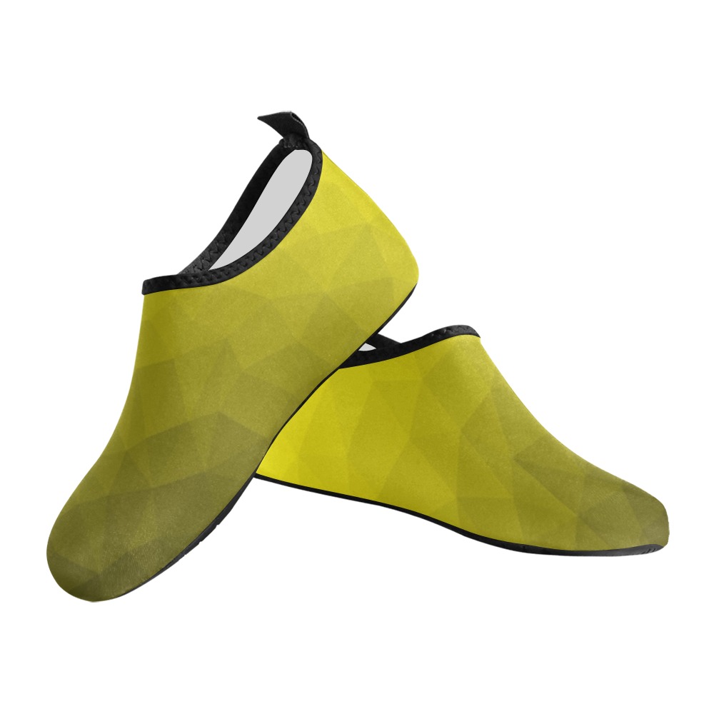 Yellow gradient geometric mesh pattern Kids' Slip-On Water Shoes (Model 056)