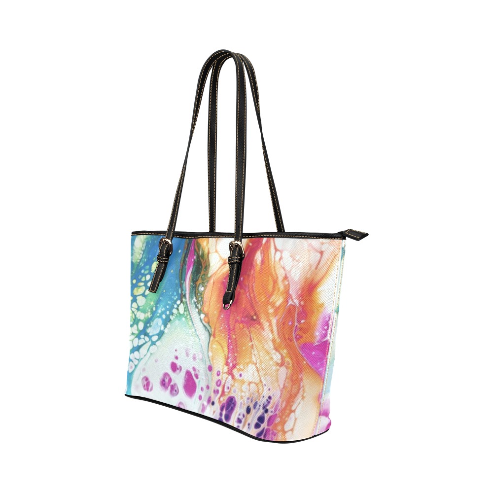 ColorCreationsbyDLo Colorful Leather Bag Leather Tote Bag/Large (Model 1651)