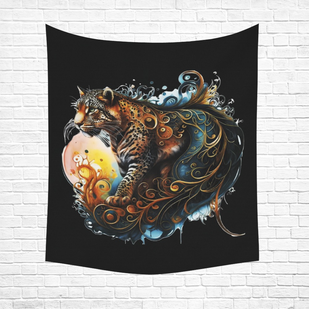 (Mystical Leopard Polyester Peach Skin Wall Tapestry 51"x 60"