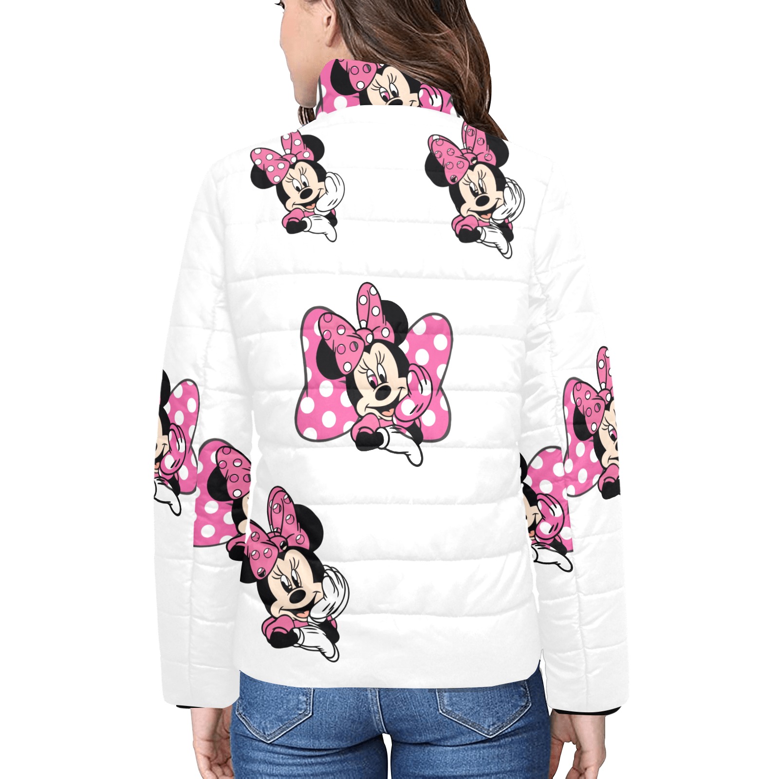 mickey mouse coat Women's Stand Collar Padded Jacket (Model H41)