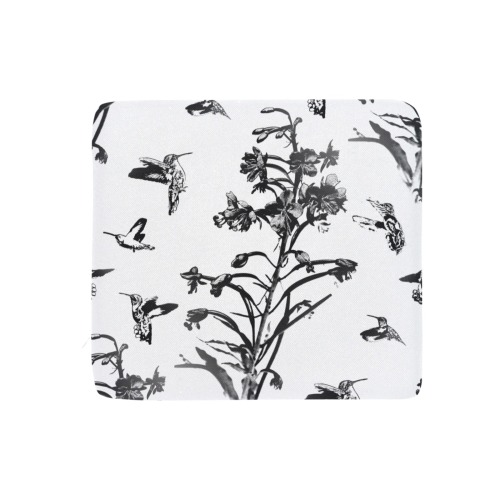 humming birds and fire weed black and white Rectangular Seat Cushion