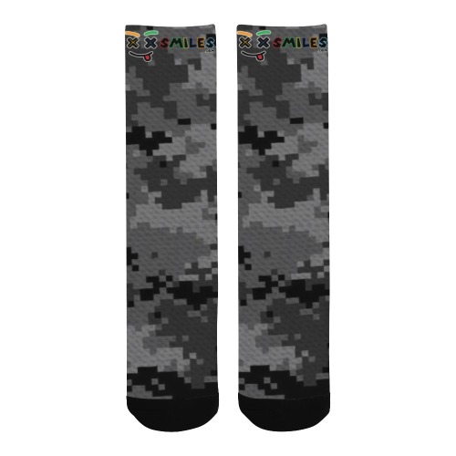 XXsmiles Gray Camo sock Men's Custom Socks