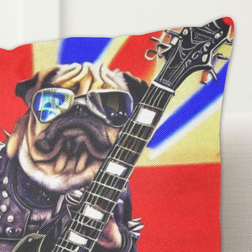 HEAVY ROCK PUG 3 Linen Zippered Pillowcase 18"x18"(One Side&Pack of 2)