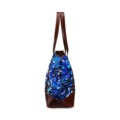 Blue Abstract Graffiti Clothing Range Tote Handbag (Model 1642)