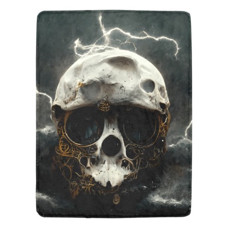 Storm Skull Lightning Fleece Blanket 60x80