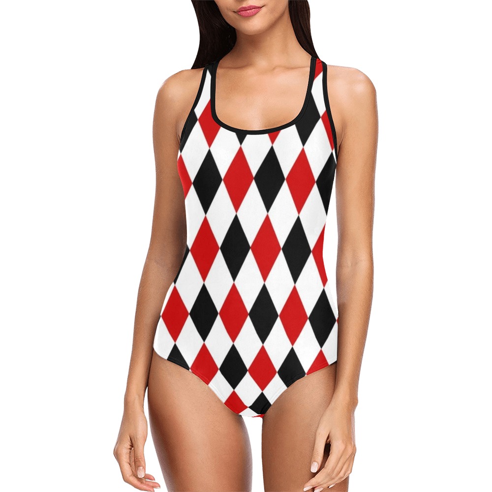 DIAMOND PATTERN Vest One Piece Swimsuit (Model S04)