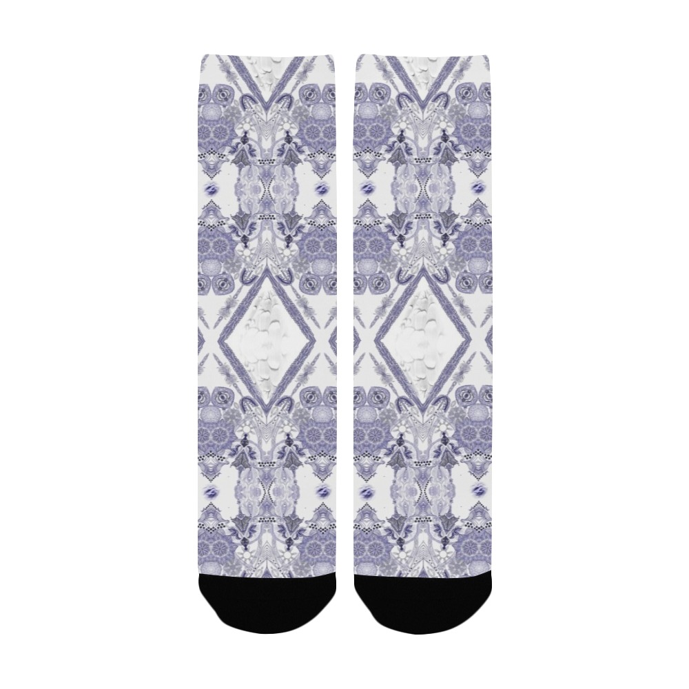 brown-white blue Women's Custom Socks
