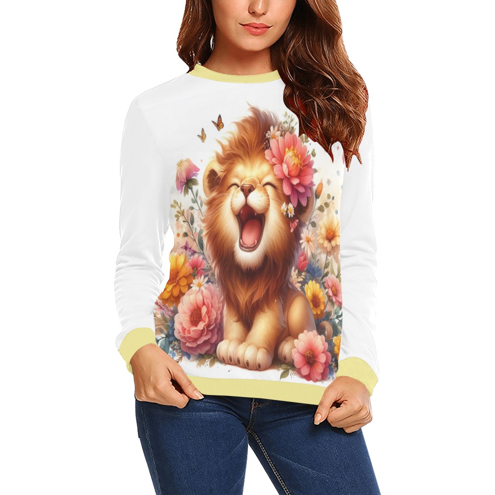 Watercolor Lion 2 All Over Print Crewneck Sweatshirt for Women (Model H18)