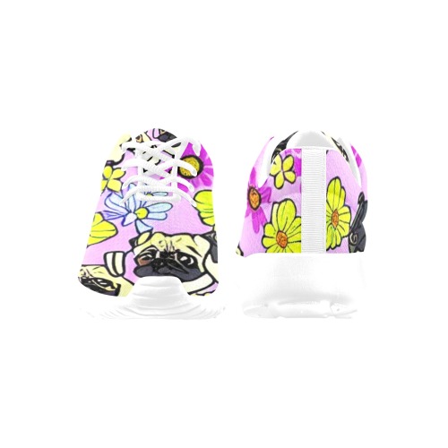 Pugs and Flowers Women's Athletic Shoes (Model 0200)