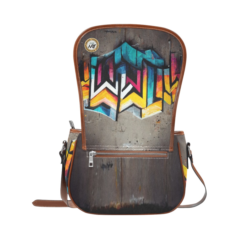 colourful graffiti wall Saddle Bag/Large (Model 1649)