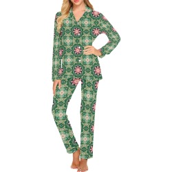 Beautiful Vintage Abstract Women's Long Pajama Set