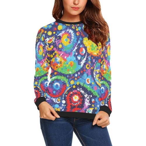 Beautiful modernist abstract art. Tie-dye colors. All Over Print Crewneck Sweatshirt for Women (Model H18)