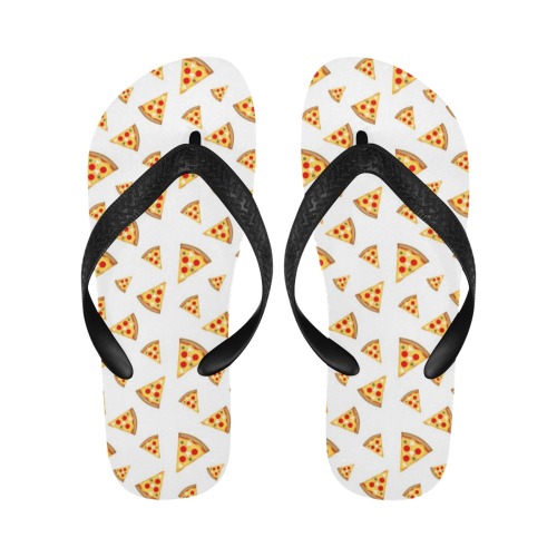 Cool and fun pizza slices pattern on white Flip Flops for Men/Women (Model 040)