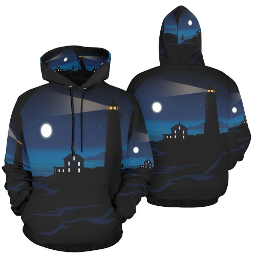 Light House - Night All Over Print Hoodie for Men (USA Size) (Model H13)