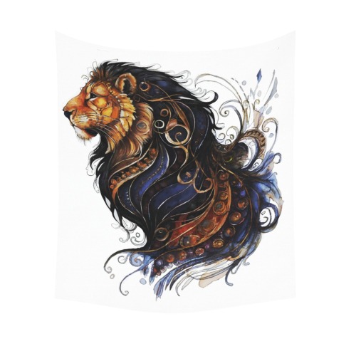 Untamed Spirit, Mystical Lion Polyester Peach Skin Wall Tapestry 51"x 60"