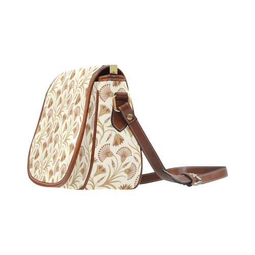 Papyrus and lotus blockprint Saddle Bag/Small (Model 1649) Full Customization