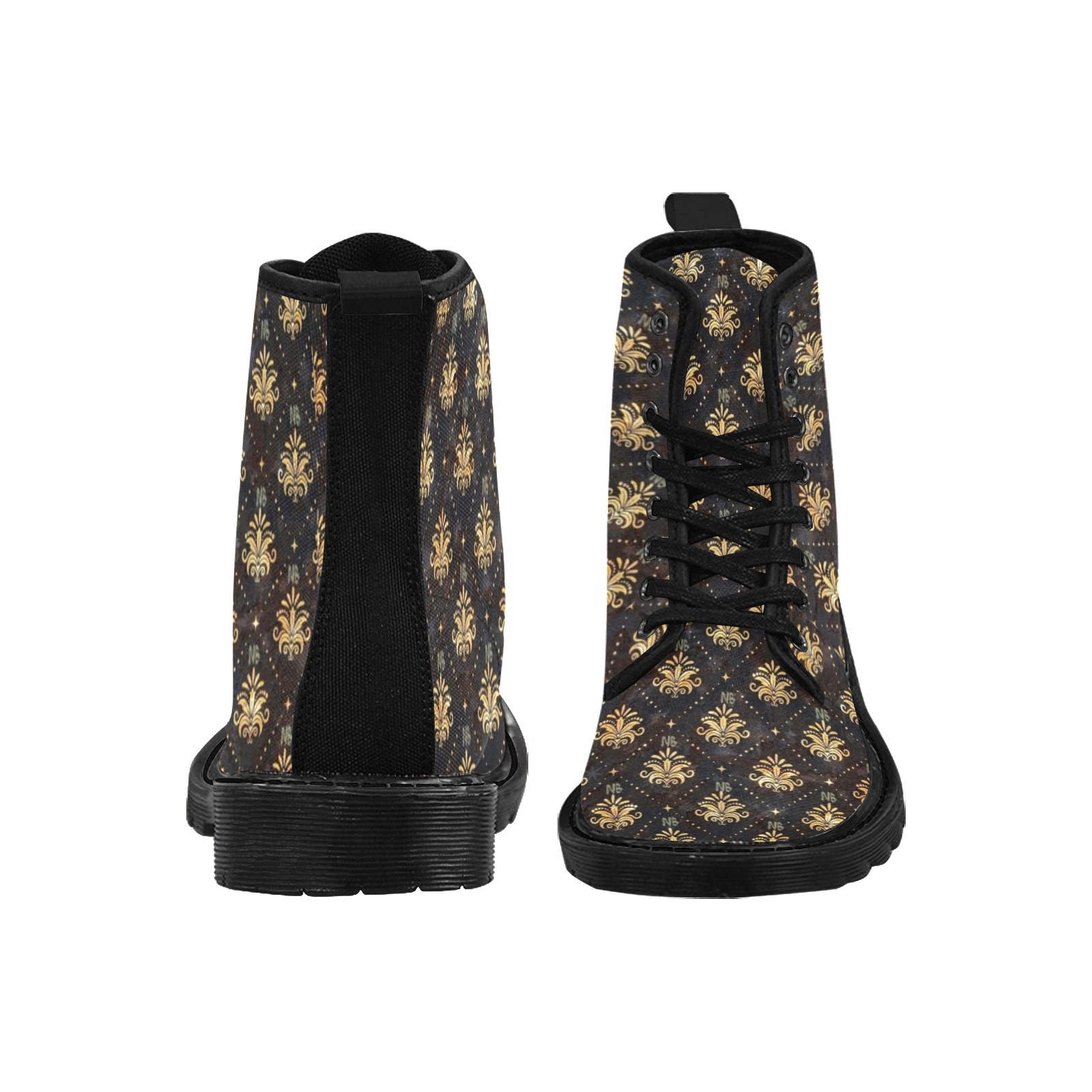 Royal Pattern by Nico Bielow Martin Boots for Women (Black) (Model 1203H)