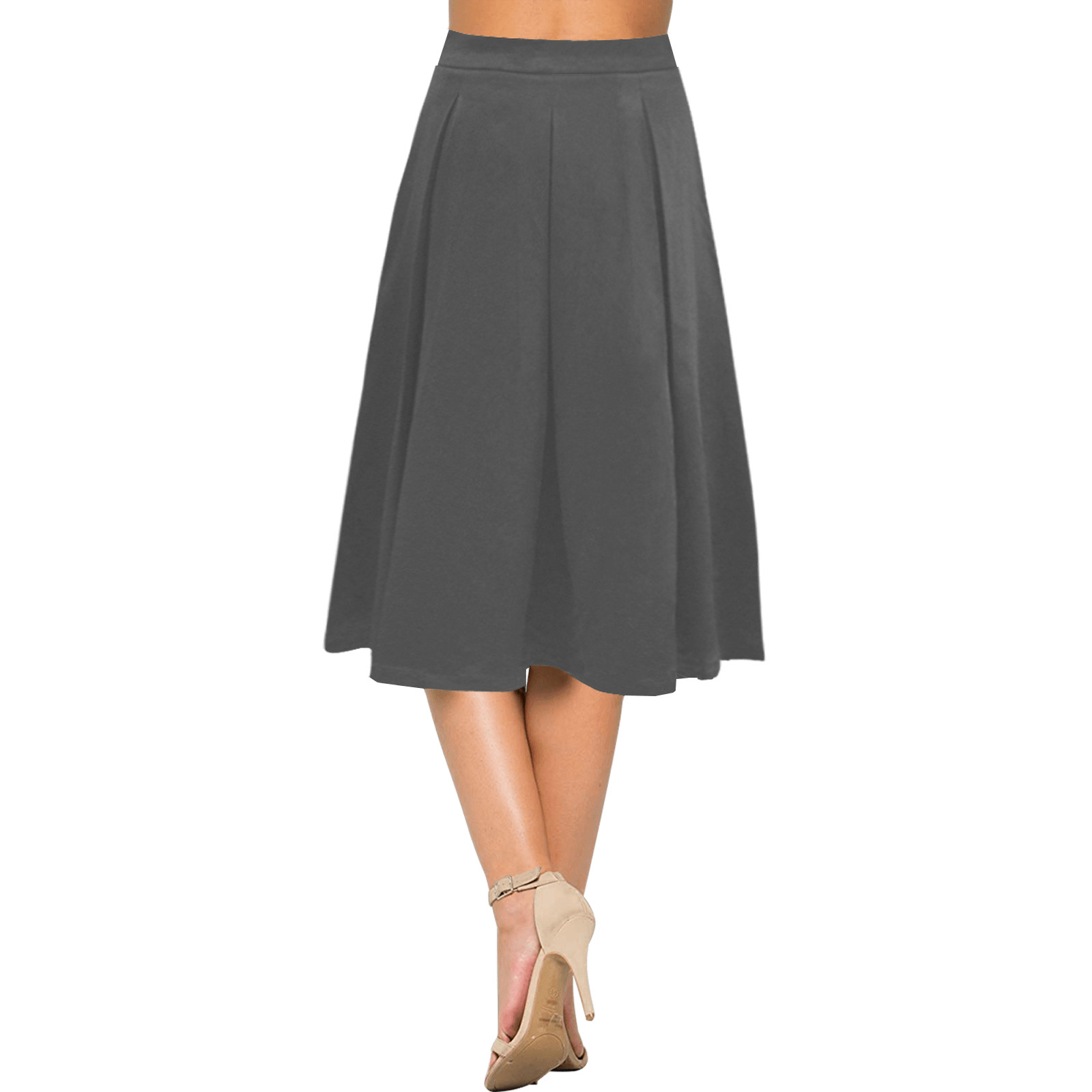 MNEMOSYNE (Grey) Mnemosyne Women's Crepe Skirt (Model D16)