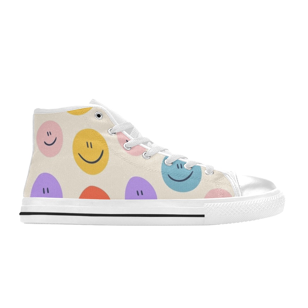 smiley High Top Canvas Shoes for Kid (Model 017)