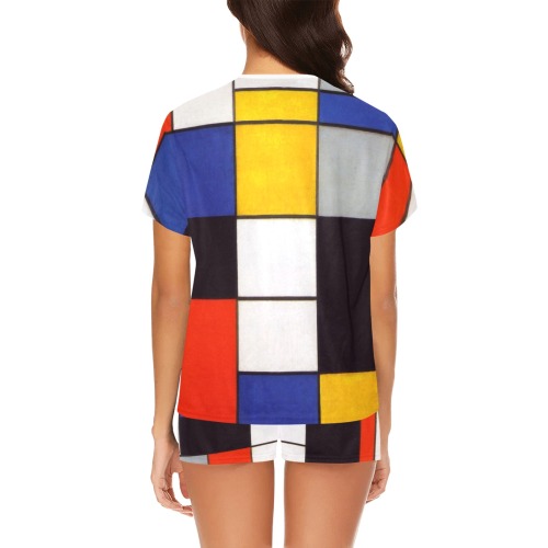 Composition A by Piet Mondrian Women's Short Pajama Set