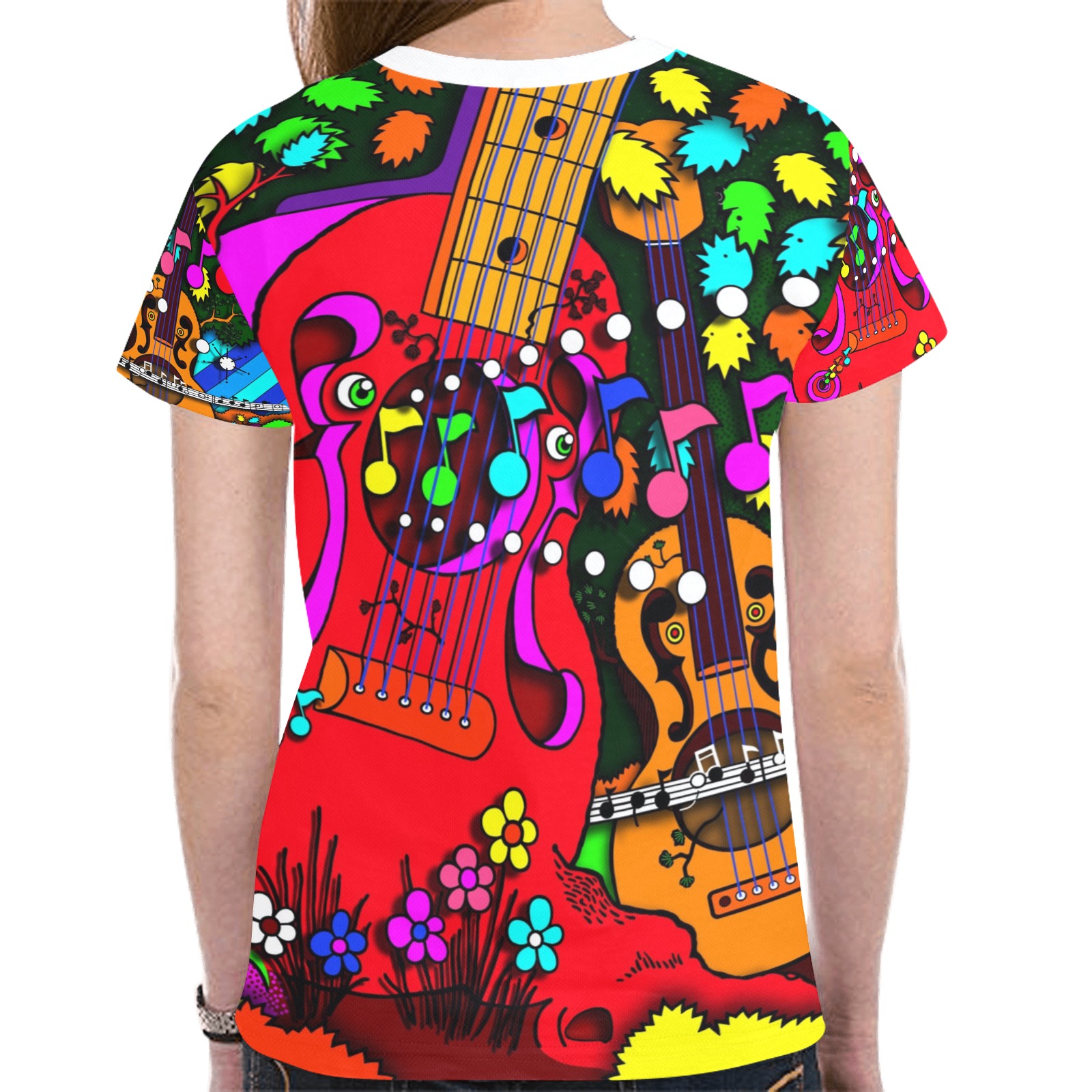 ITEM 11 _ GUITAR TREE FOREST - T-SHIRT New All Over Print T-shirt for Women (Model T45)