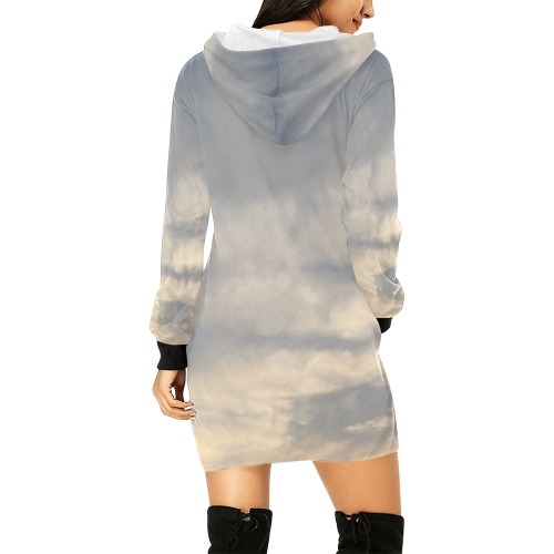 Rippled Cloud Collection All Over Print Hoodie Mini Dress (Model H27)