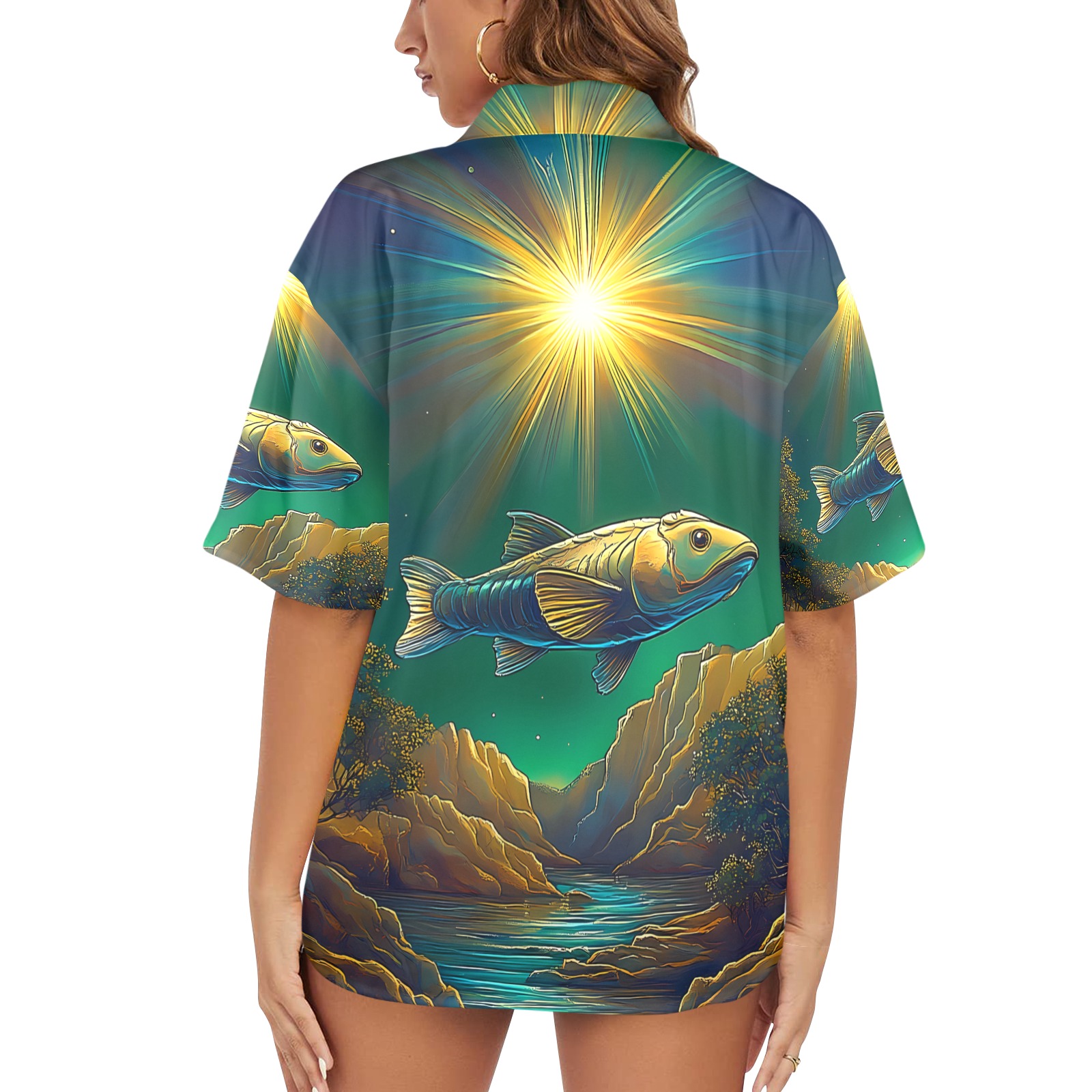 Celestial Swim Women's All Over Print Hawaiian Shirt (T58-2)