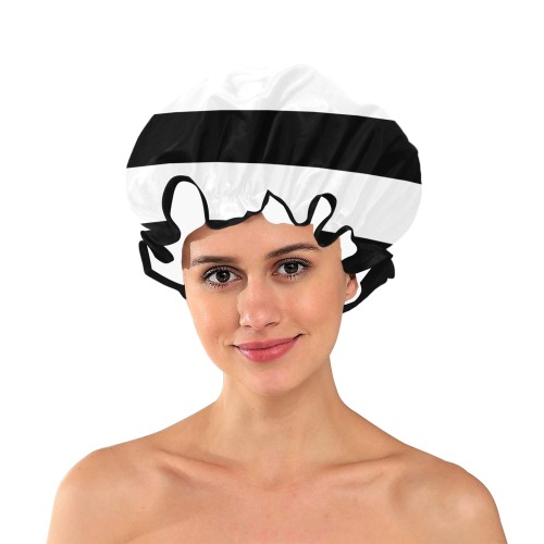 Black White Stripes Shower Cap