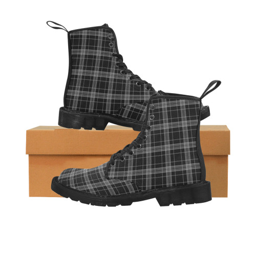 Tartan Martin Boots for Women (Black) (Model 1203H)