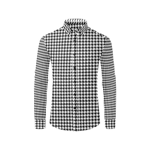 Black and White Houndstooth Men's All Over Print Casual Dress Shirt (Model T61)