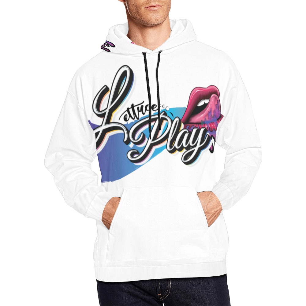 White LettucePlay Hoodie All Over Print Hoodie for Men (USA Size) (Model H13)