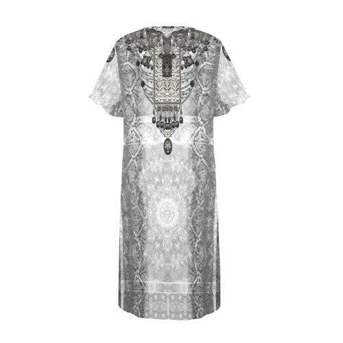 kaftan mandala earth  snake 8 silver neck front Women's Button Front House Dress