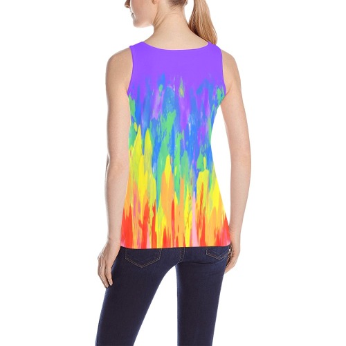 Flames Paint Abstract Purple All Over Print Tank Top for Women (Model T43)