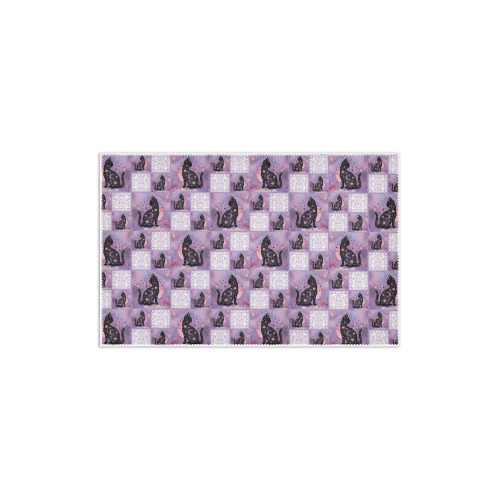 Purple Cosmic Cats Patchwork Pattern Area Rug 2'7"x 1'8‘’