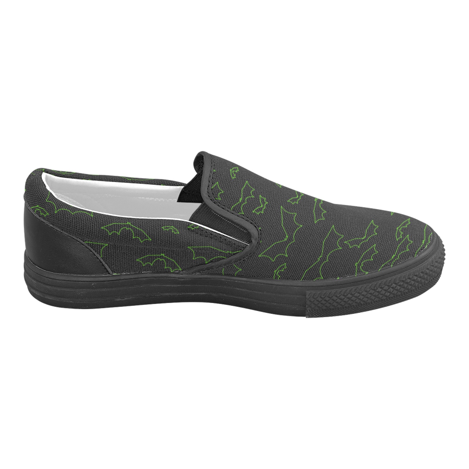 Neon Green Bats Men's Unusual Slip-on Canvas Shoes (Model 019)