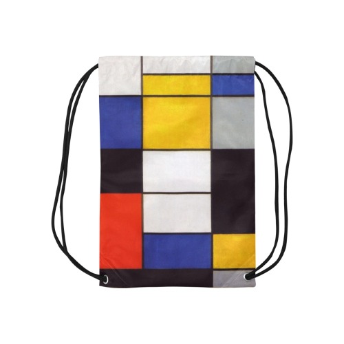 Composition A by Piet Mondrian Small Drawstring Bag Model 1604 (Twin Sides) 11"(W) * 17.7"(H)