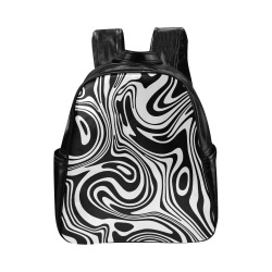 Black and White Marble Multi-Pockets Backpack (Model 1636)