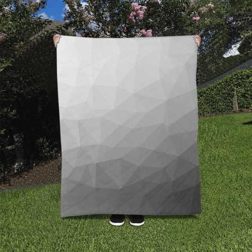 Grey Gradient Geometric Mesh Pattern Quilt 40"x50"